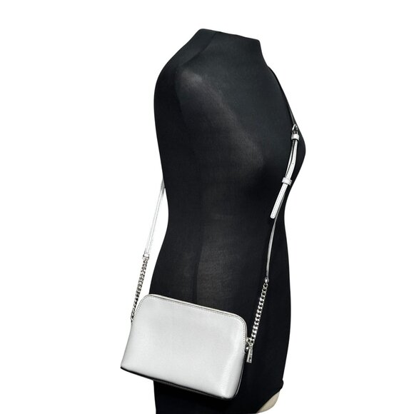 DKNY Silver Crossbody Bag With Chain Strap & Adjustable Leather Strap - Picture 2 of 14